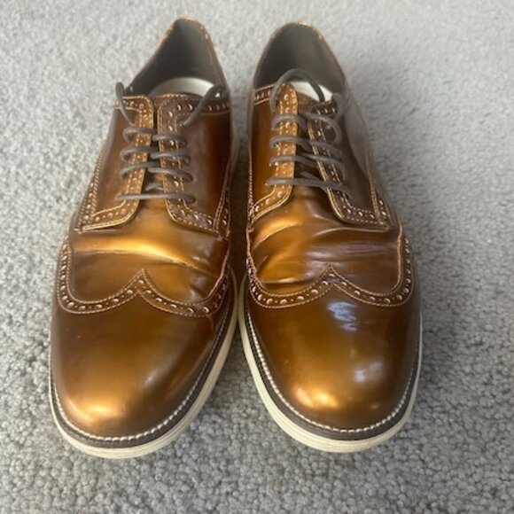 Cole Haan Øriginal Grand Wingtip Oxford shoes - Metallic Bronze Patent - Sz. 12 - Picture 3 of 9